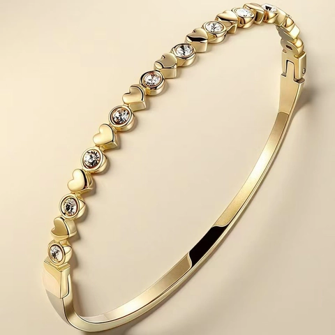 Brazalete De Acero Inoxidable Para Mujer Con Circonita Corazón Estrella Flor Números Romanos Joyería De Moda