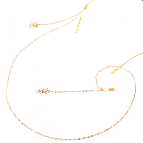 Elegante Legering Brillenketting Met Kunstmatige Kunstparel Kroon Hanger Antislip Verstelbare Brillenriem Voor Dames