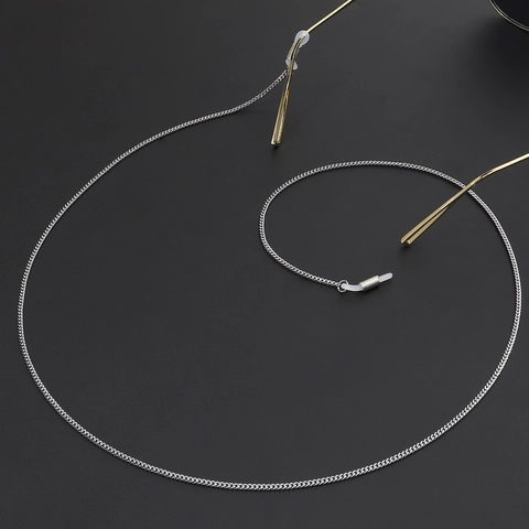 Stainless Steel Glasses Chain For Sunglasses And Reading Eyewear Anti-Slip Rubber Connectors Durable Curb Link Strap