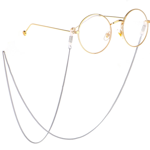 Metal Glasses Chain Eyewear Strap Anti-Slip Silicone Ends Lanyard Holder Necklace Fashion Eyeglasses Cord Women Men