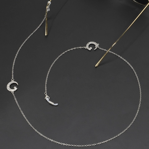 Glasses Chain Silver Metal Alloy Rhinestone Star Moon Celestial Anti-Slip Eyeglass Holder Strap For Women Fashion