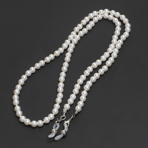 Catenella Per Occhiali Con Künstliche Perle Sintetiche E Perline In Metallo Dorato Anelli In Silicone Antiscivolo Cordino Per Donne