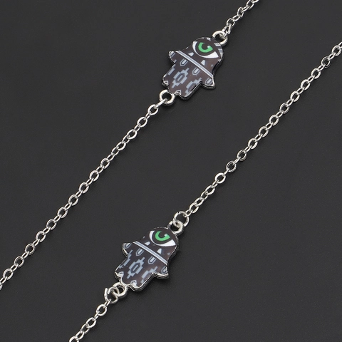 Metall Brillenkette Mit Hamsa Hand Und Evil Eye Charms Rutschfeste Verstellbare Brillenband Für Damen