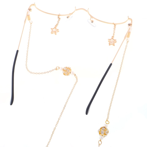 Montatura Per Occhiali Decorativa E Catena Lega Metallo Zircone Pendente Stella Senza Lenti Moda Personalizzata