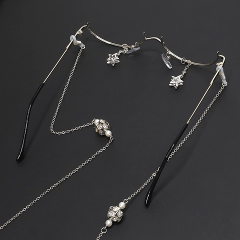 Eyeglasses Chain Alloy Metal Star Pendant Rhinestone Faux Artificial Pearl Anti Slip Holder Stylish Sunglasses Strap For Women