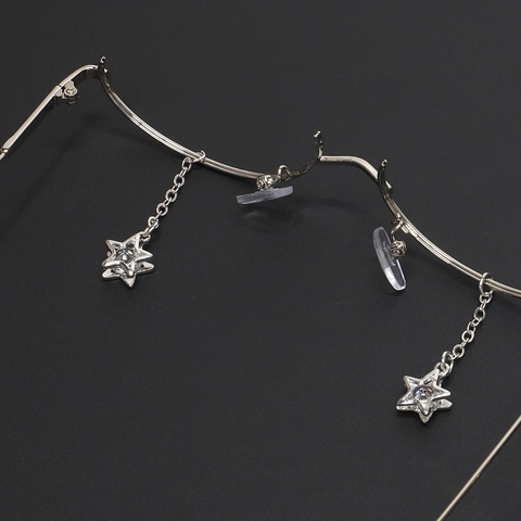 Montatura Per Occhiali Decorativa E Catena Lega Metallo Zircone Pendente Stella Senza Lenti Moda Personalizzata