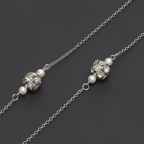 Eyewear Chain Alloy Metal Link Rhinestone Pave Ball Faux Artificial Pearl Anti-Lost Non-Slip Glasses Strap For Women