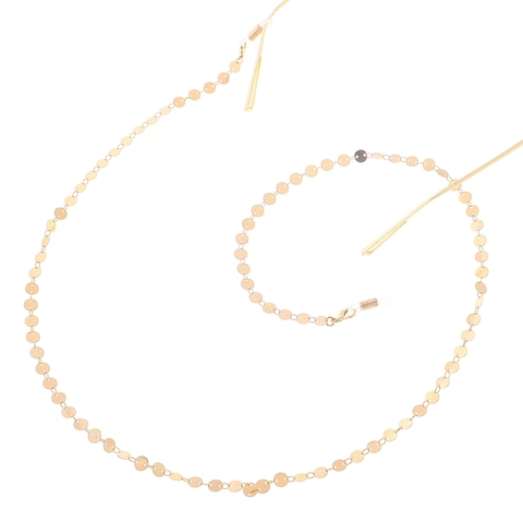 Brillenkoord Goud Metaal Ronde Pailletten Antislip Brillenketting Houder Decoratief Mode Accessoire Dames