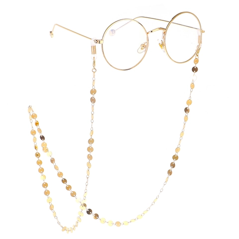Brillenkoord Goud Metaal Ronde Pailletten Antislip Brillenketting Houder Decoratief Mode Accessoire Dames