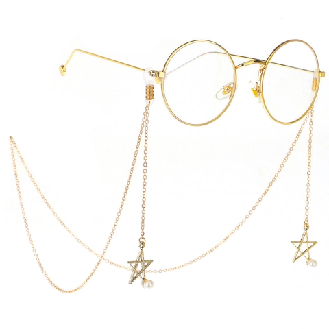 Catenella Per Occhiali In Lega Di Metallo Con Perla Artificial E Ciondolo A Stella Cordino Antiscivolo Accessorio Moda