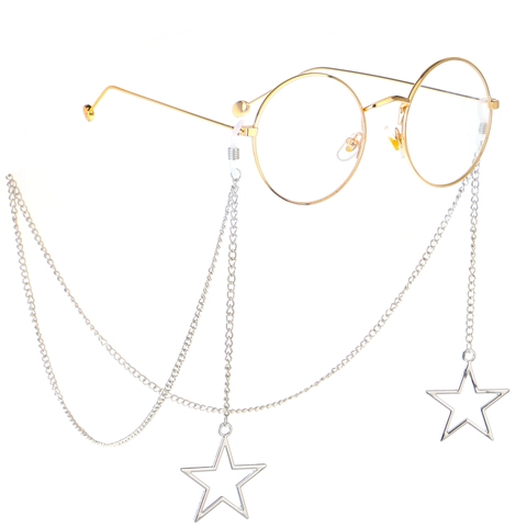 Alloy Metal Glasses Chain Anti Slip Eyewear Strap With Hollow Star Pendants Fashion Decorative Glasses Holder Lanyard
