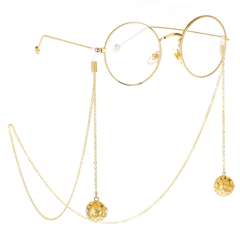 Glasses Chain Metal Alloy Anti-Slip Eyewear Strap With Hollow Ball Pendant Rhinestone Elegant Decorative Accessory
