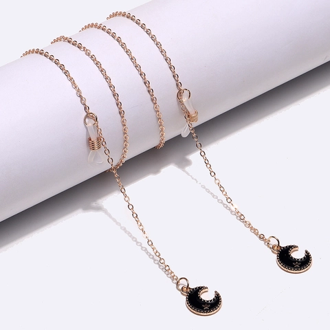 Catena Per Occhiali Antiscivolo Con Pendenti Luna E Stella Smalto Cinturino Per Occhiali In Lega Metallica Accessorio Moda