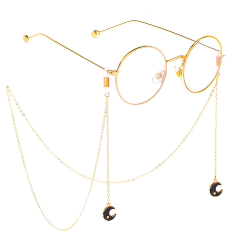 Catena Per Occhiali Antiscivolo Con Pendenti Luna E Stella Smalto Cinturino Per Occhiali In Lega Metallica Accessorio Moda