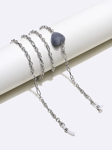 Catena Per Occhiali Ciondolo A Cuore Metallo Argento Antiscivolo Cordino Per Occhiali Supporto Accessorio