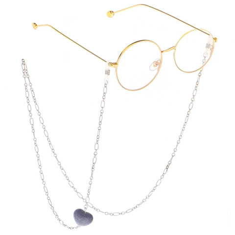 Catena Per Occhiali Ciondolo A Cuore Metallo Argento Antiscivolo Cordino Per Occhiali Supporto Accessorio