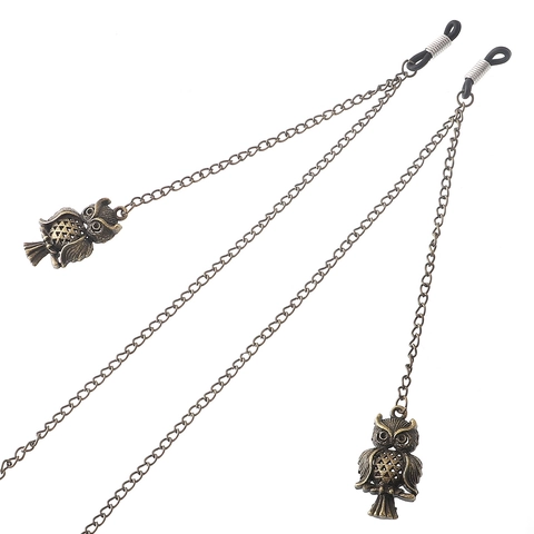 Owl Glasses Chain Retro Metal Anti-Slip Eyewear Strap Bronze Punk Style Eyeglass Holder Neck Cord For Women Men