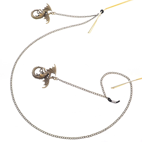 Retro Dragon Glasses Chain Antique Bronze Metal Sunglasses Strap Anti Slip Eyewear Lanyard Vintage Punk Style Accessory