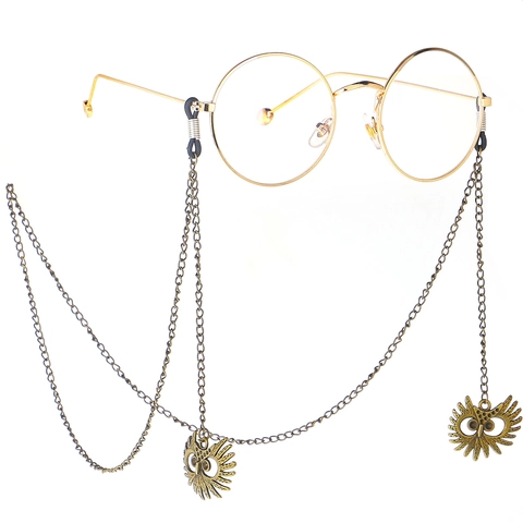 Vintage Eyeglasses Chain Antique Bronze Alloy Metal Owl Pendant Anti Slip Adjustable Sunglasses Strap Holder Retro Boho