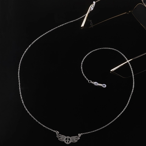 Cadena De Gafas Metal Ala Signo De Paz Antideslizante Soporte Para Gafas De Sol Gafas De Lectura Vintage Plata
