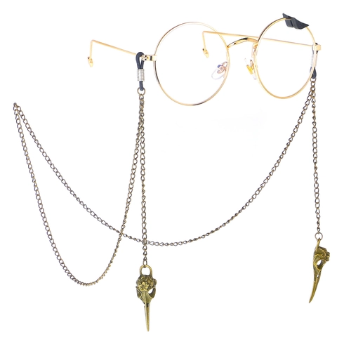 Gothic Bird Skull Glasses Chain Vintage Metal Punk Eyeglass Strap Non Slip Sunglasses Holder Neck Cord Unisex Retro