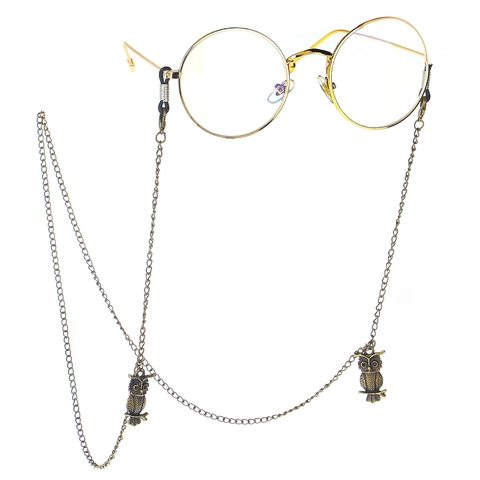Retro Uil Brillenkoord Legering Antislip Brillenketting Houder Voor Zonnebrillen Vintage Punk Stijl Handgemaakt Accessoire