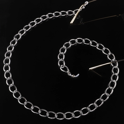 Zilverkleurige Metalen Brillenkoord Antislip Brillenketting Met Verstelbare Siliconen Lussen Eenvoudige Dikke Schakelhouder Zonnebril