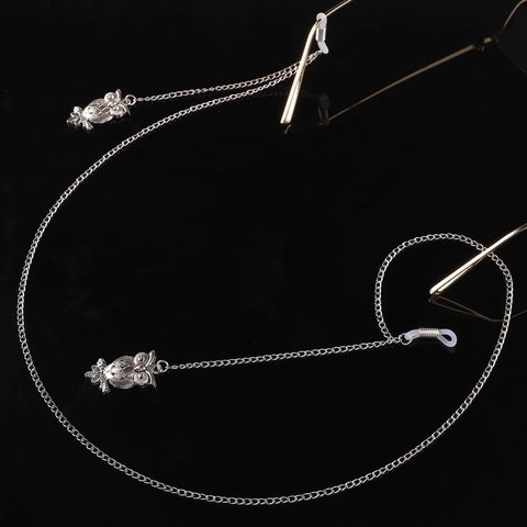 Catenella Per Occhiali Con Ciondolo A Civetta Vintage Antiscivolo Tono Argento Metallo Per Occhiali Da Sole