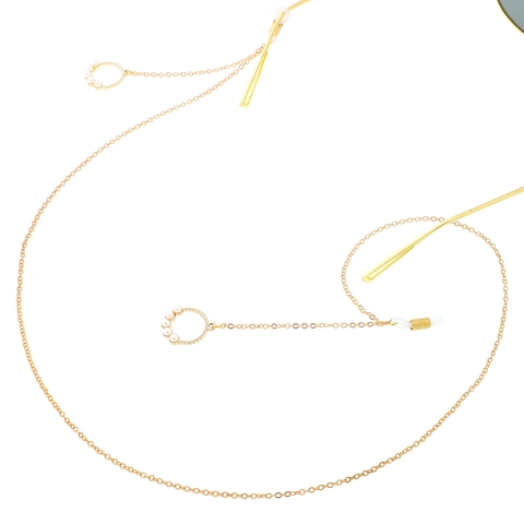 Catena Per Occhiali Antiscivolo In Metallo Con Pendente Rotondo Di Künstliche Perle Cordino Elegante Per Occhiali Da Sole Donna