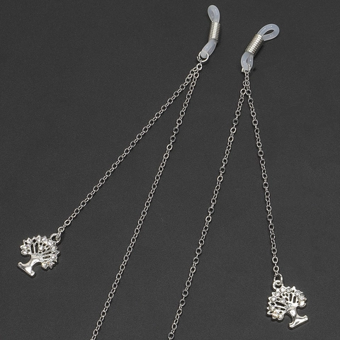 Cadena Para Gafas Colgante Árbol De La Vida Aleación Rhinestone Antideslizante Cordón Gafas Color Plata Moda Mujer