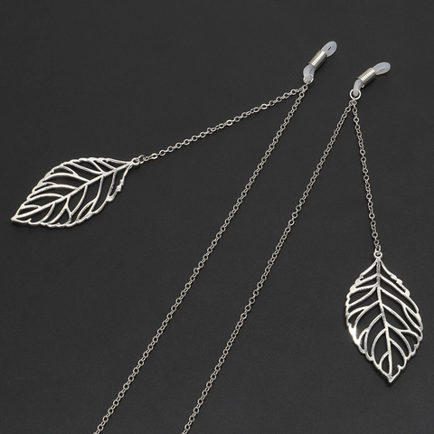 Non-slip Glasses Chain Copper Metal Hollow Leaf Pendant Eyewear Strap Neck Holder For Women Fashion