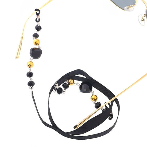 Chaîne À Lunettes Vintage Avec Perles En Acrylique Et Ruban Cordon À Lunettes Antidérapant Pour Femmes Support Décoratif