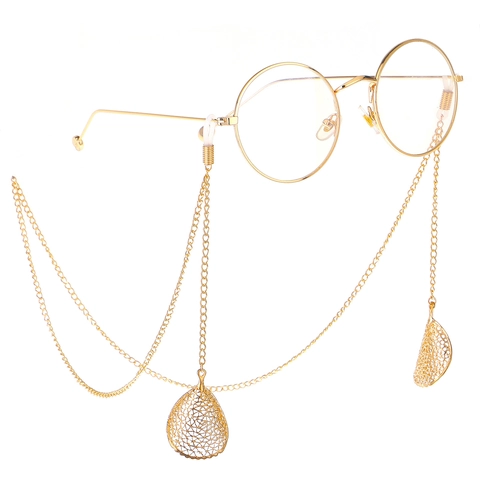 Glasses Chain Metal Alloy Hollow Leaf Pendants Anti Slip Eyeglass Lanyard Gold Tone Fashion Jewelry For Women
