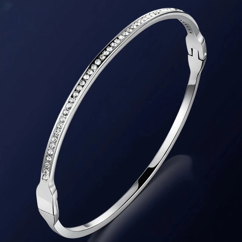 Bracciale Rigido In Acciaio Inossidabile Da Donna Micro Pavé Zirconia Polsino A Cerniera Gioielli Di Lusso Eleganti