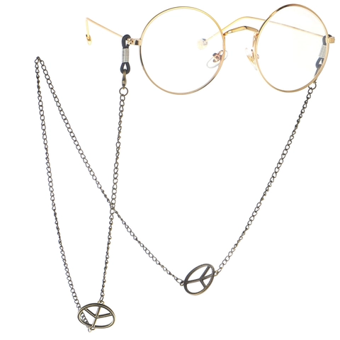 Peace Symbol Glasses Chain Metal Retro Non-Slip Sunglasses Strap Holder Lanyard Accessory For Women Men