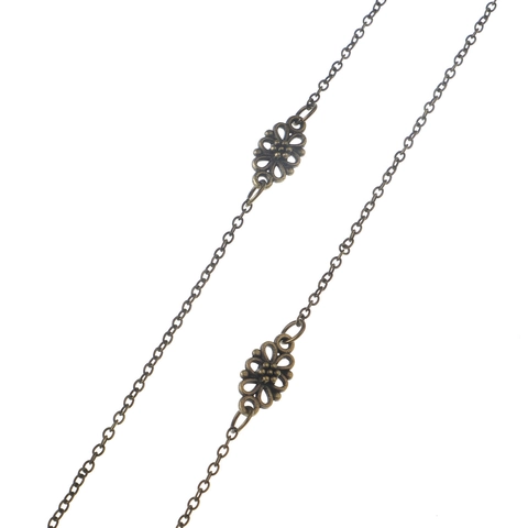 Retro Punk Metal Glasses Chain Hollow Flower Decorative Anti Slip Eyewear Strap Holder For Women Bronze Color