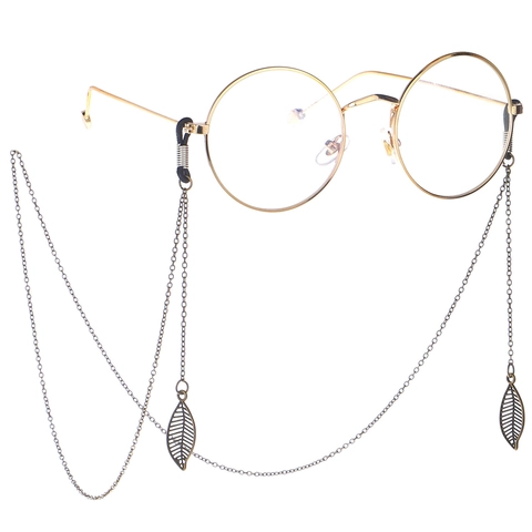 Retro Alloy Glasses Chain With Hollow Leaf Pendant Vintage Punk Anti Slip Eyeglass Lanyard Strap For Sunglasses Accessory