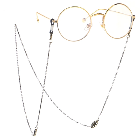 Retro Punk Metal Glasses Chain Hollow Flower Decorative Anti Slip Eyewear Strap Holder For Women Bronze Color