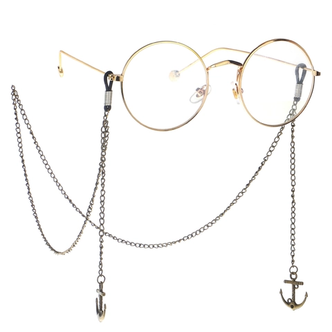Vintage Bronze Metal Glasses Chain Anti Slip Eyewear Strap Holder Nautical Anchor Pendant Neck Cord For Sunglasses