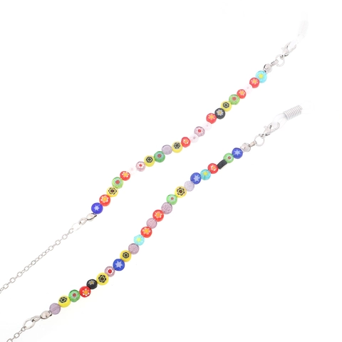Chaîne De Lunettes En Perles De Verre Colorées Bohème Cordon De Lunettes En Métal Anti-Perte Pour Lunettes De Lecture