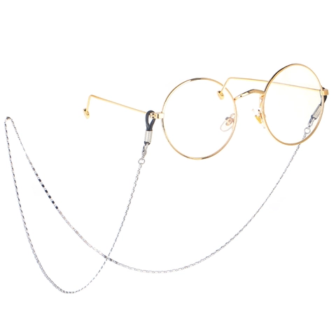 Chaîne De Lunettes En Acier Inoxydable Avec Boucles En Silicone Antidérapantes Cordon Lunettes De Soleil Rétro Décoratif