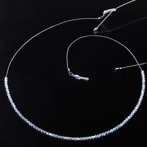 Catena Per Occhiali Con Perle Di Cristallo A Rombo Colorate AB Cordino In Metallo Antiscivolo Per Occhiali Da Sole