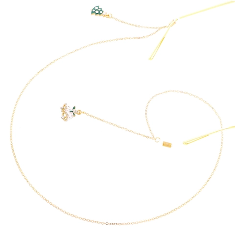 Christmas Tree Bell Pendant Glasses Chain Anti Slip Metal Eyeglass Lanyard Gold Enamel Rhinestone Decorative Strap