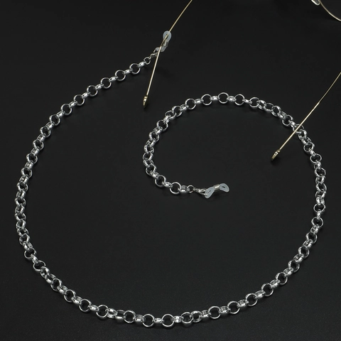 Metal Round Link Eyewear Strap Anti-Slip Silicone Loops Fashion Glasses Chain For Sunglasses Decorative Holder