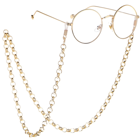 Metal Round Link Eyewear Strap Anti-Slip Silicone Loops Fashion Glasses Chain For Sunglasses Decorative Holder