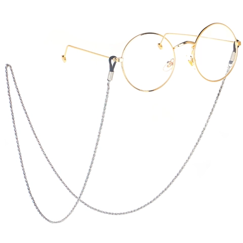 Stainless Steel Glasses Chain Non Slip Eyeglass Strap Sunglasses Holder Anti Lost Lanyard With Silicone Loops Simple Style