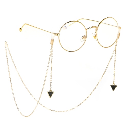 Metal Glasses Chain Non Slip Eyewear Strap Holder With Silicone Loops Triangle Pendant Retro Fashion Accessory