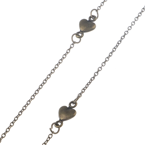 Vintage Bronzen Metalen Brillenkoord Met Hartjes Antislip Zonnebrilkoord Retro Punk Stijl Voor Dames