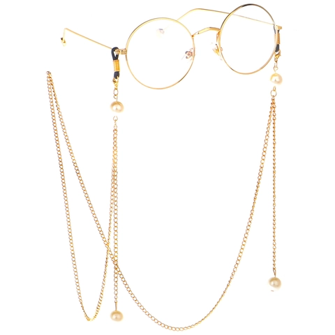 Retro Kupfer Metall Brillenkette Mit Kunstperlen Antirutsch Brillenband Kordel Dekorativer Halter Damen