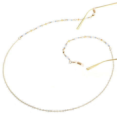 Eyeglass Chain Non Slip Golden Metal Neck Strap With Decorative Beads Heart Charm Elegant Eyewear Accessories For Women